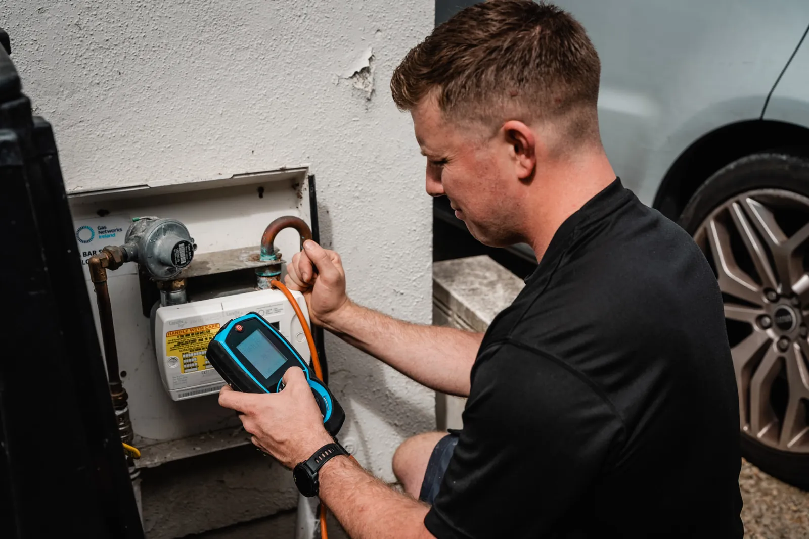 Gas tightness test at an external gas meter box